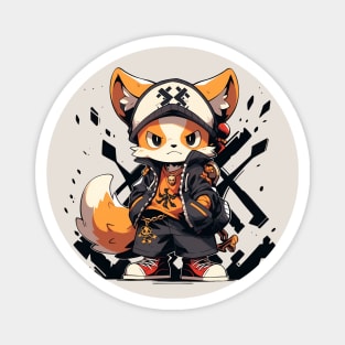 Cute fox wearing a hat and jacket Magnet